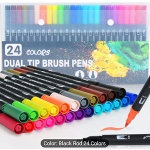 NEW 24 Colors Dual Tip Brush Pens